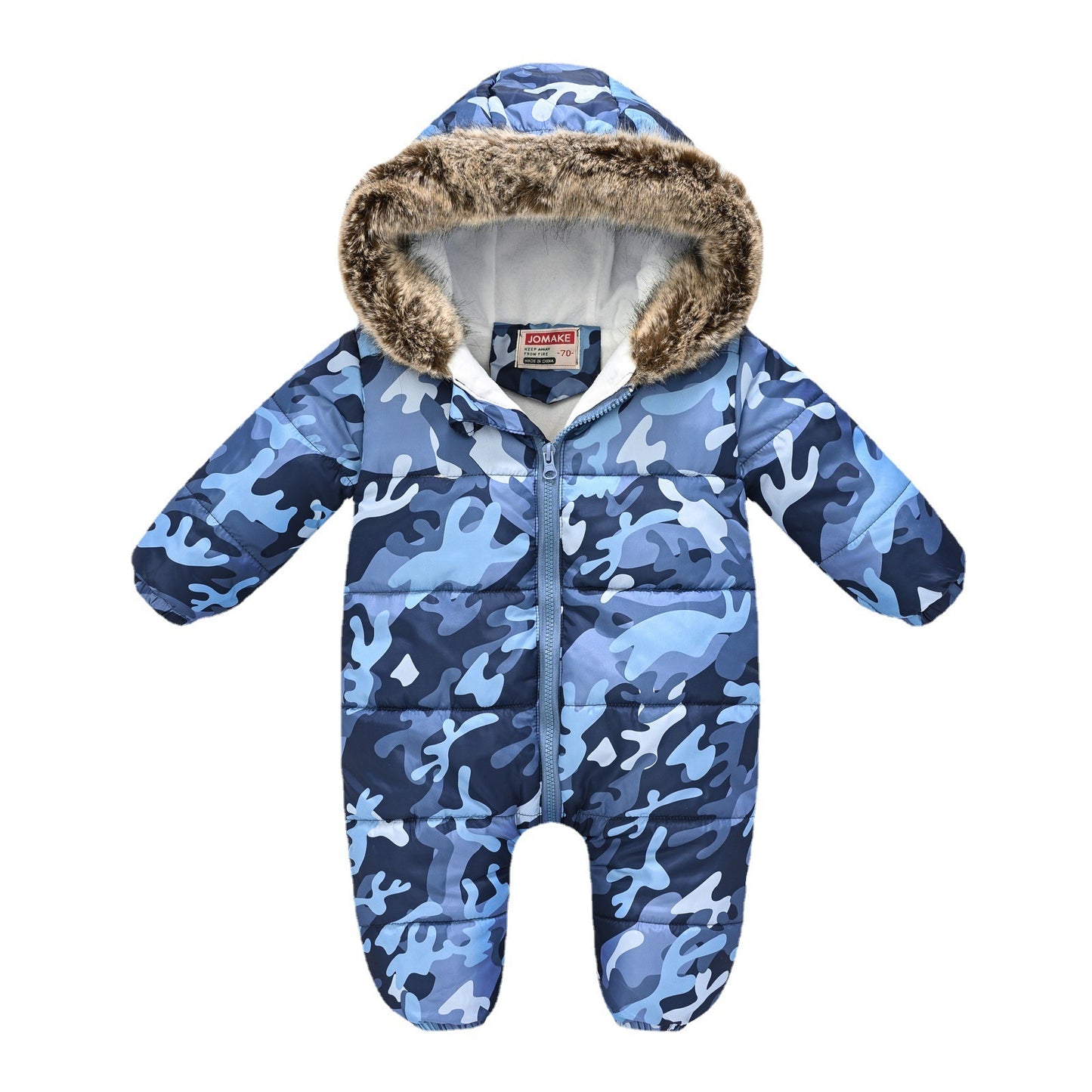 Children's Cartoon Printed Waterproof One-piece Cotton-padded Jumpsuit