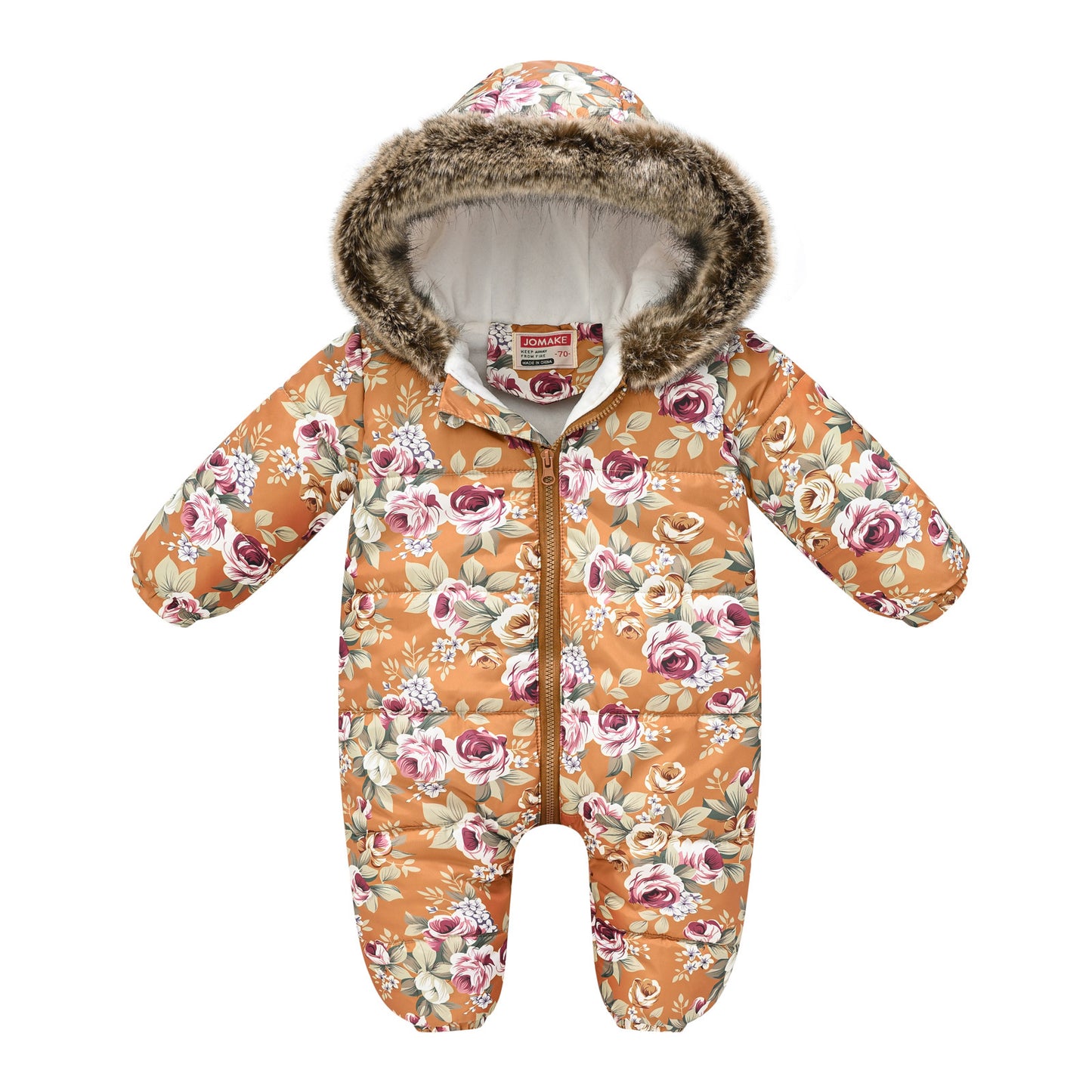 Children's Cartoon Printed Waterproof One-piece Cotton-padded Jumpsuit