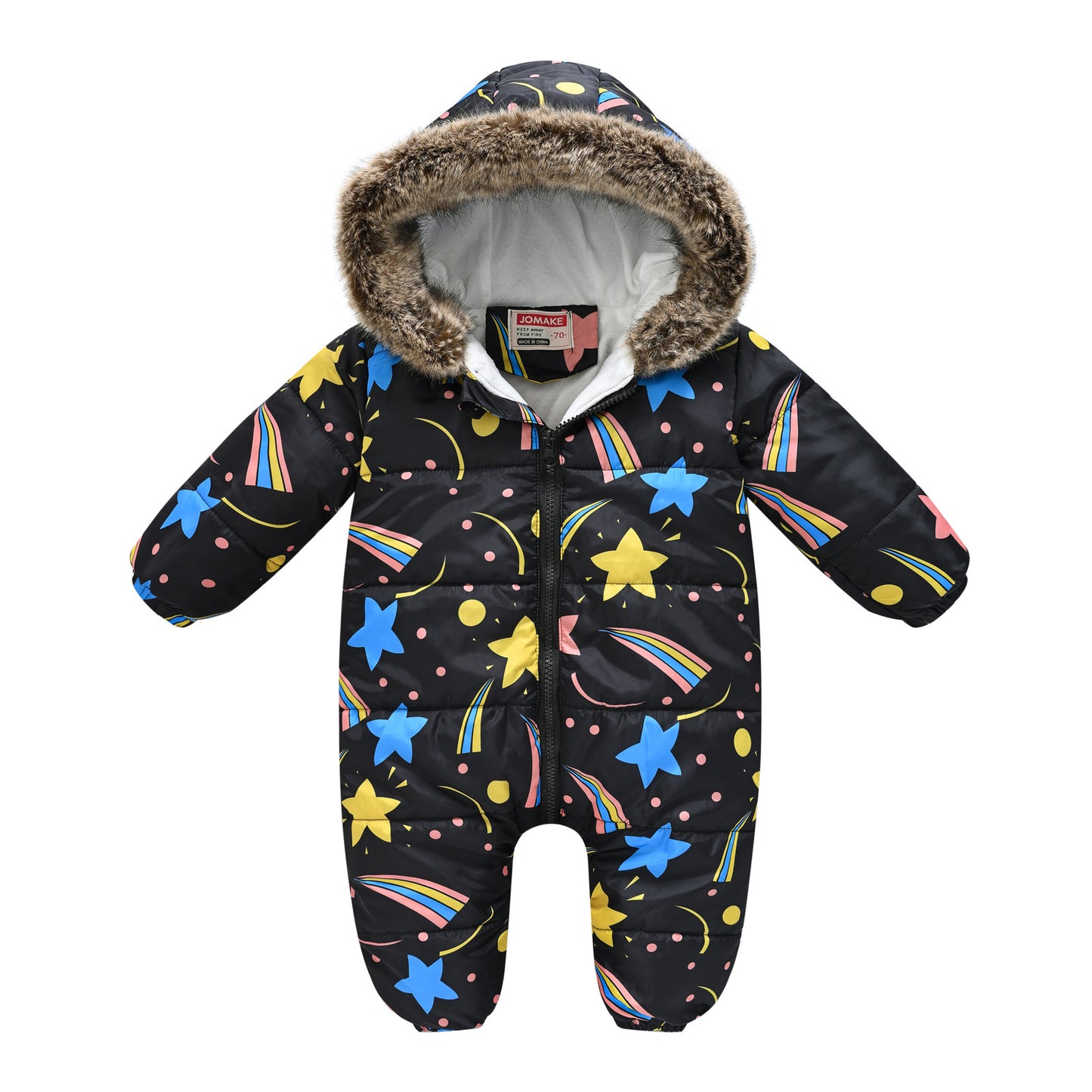 Children's Cartoon Printed Waterproof One-piece Cotton-padded Jumpsuit