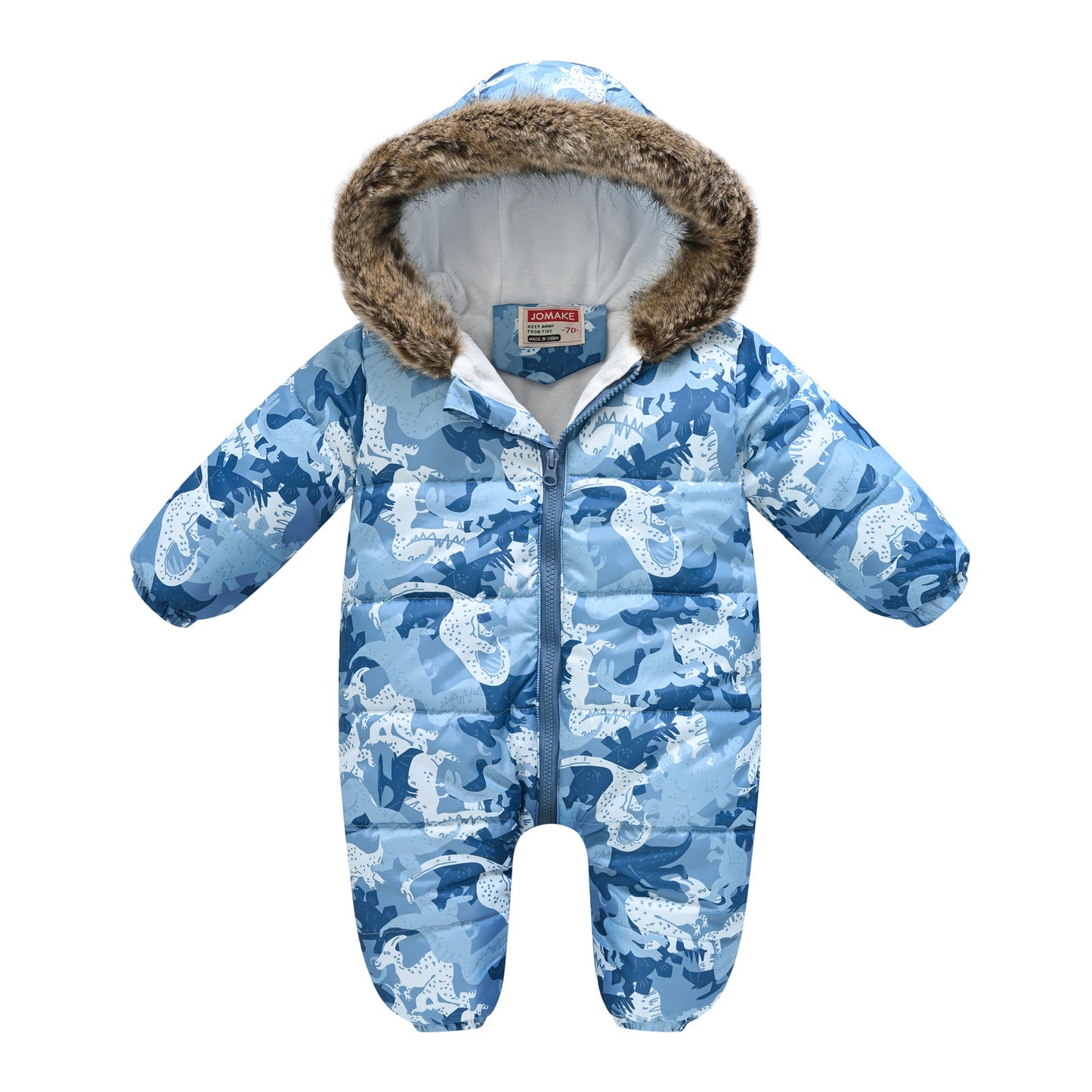 Children's Cartoon Printed Waterproof One-piece Cotton-padded Jumpsuit