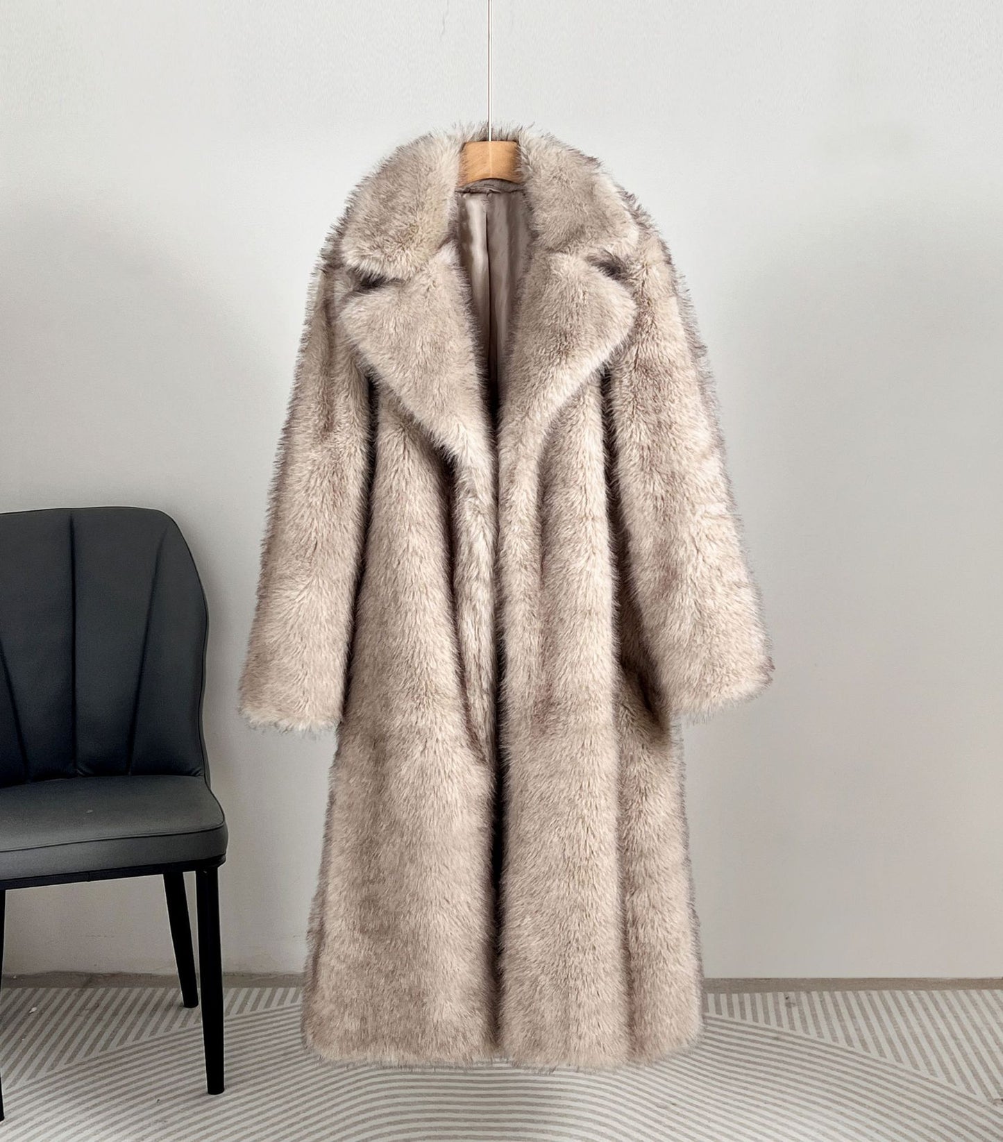 Autumn And Winter Extended Imitation Fur Coat Overcoat