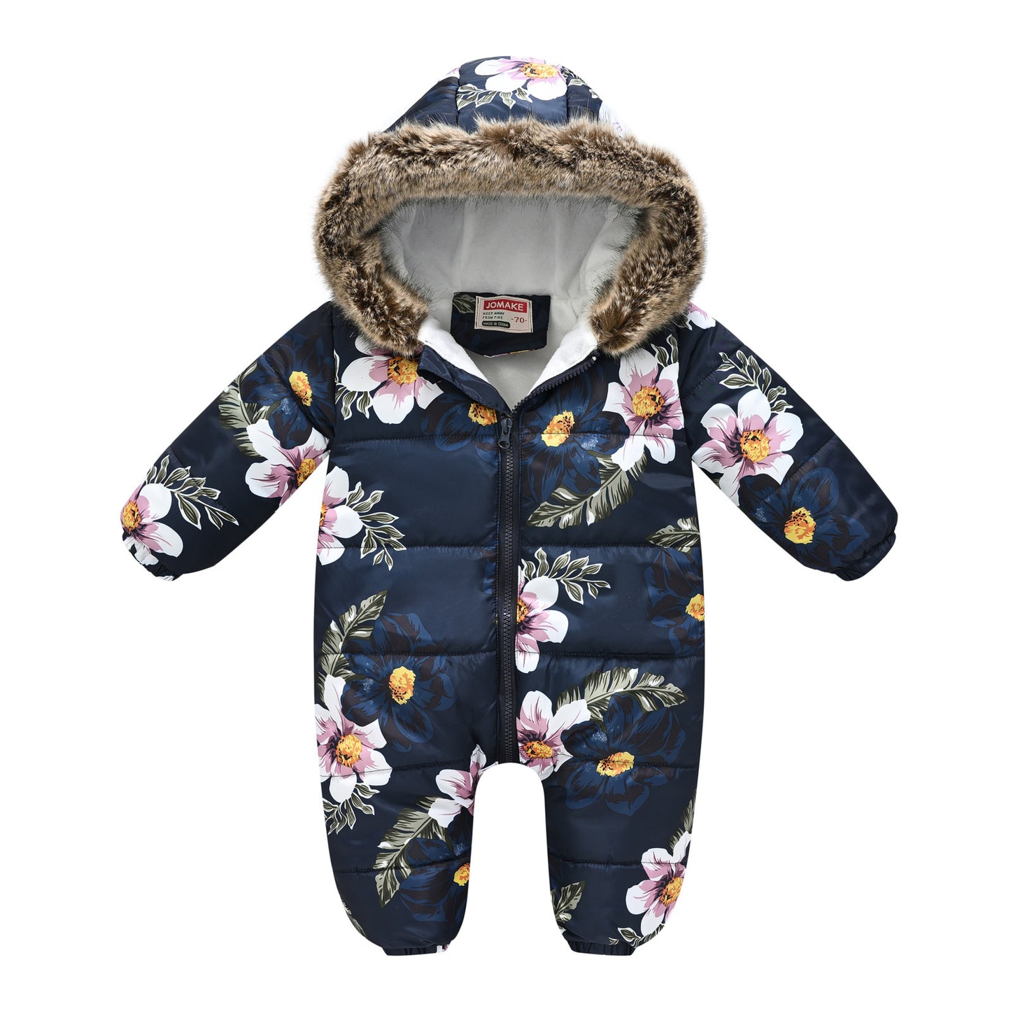 Children's Cartoon Printed Waterproof One-piece Cotton-padded Jumpsuit