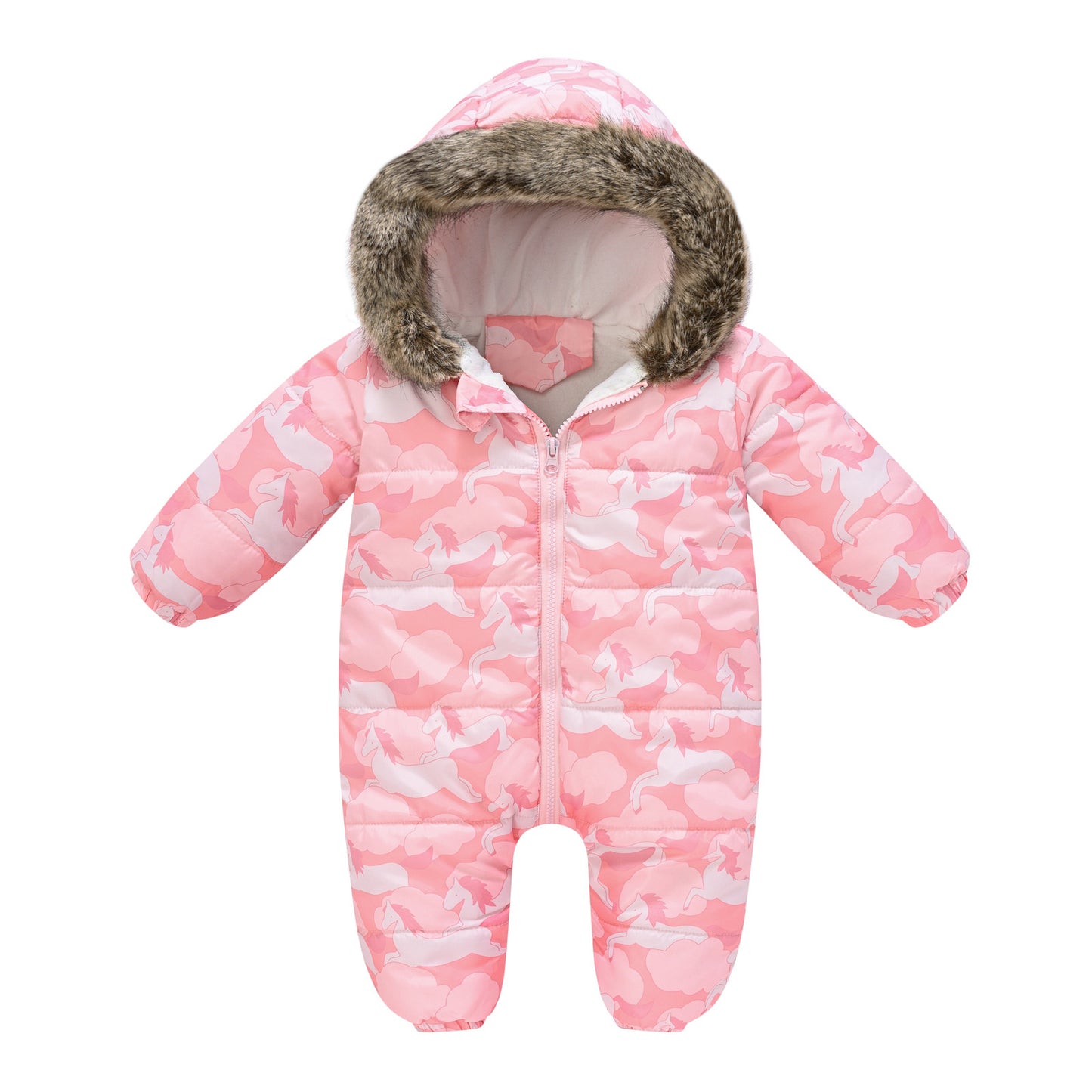 Children's Cartoon Printed Waterproof One-piece Cotton-padded Jumpsuit